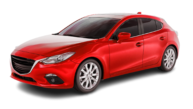 Red hatchback with glossy paint and clean wheels after exterior detailing in Sackville.| none | hand wash and dry | tire shine | window cleaning
